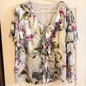 Pink, khaki and grey elvi blouse