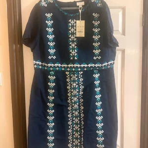 Navy, white and turquoise monsoon dress