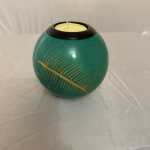 Turquoise Monkey Apple Carved Tea light Holder
