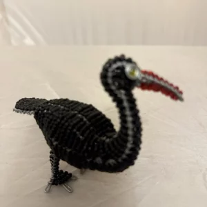Black And Red Mini Swan Made From Bead And Wire