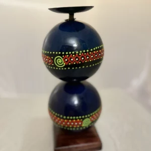 Navy and Multi Fruit Shell and Metal Candle Holder Home Decor